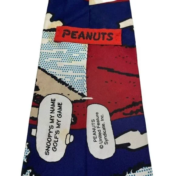 Peanuts Tie Mens Necktie Silk Snoopy's My Name Golf's My Game Peanuts Novelty - Picture 4 of 7